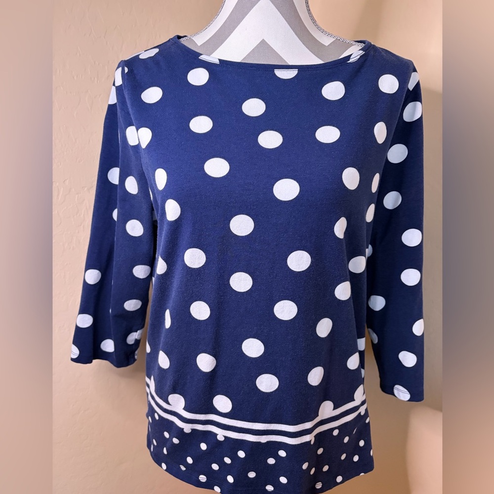 Talbots Navy Polka Dot Women's Boatneck Top